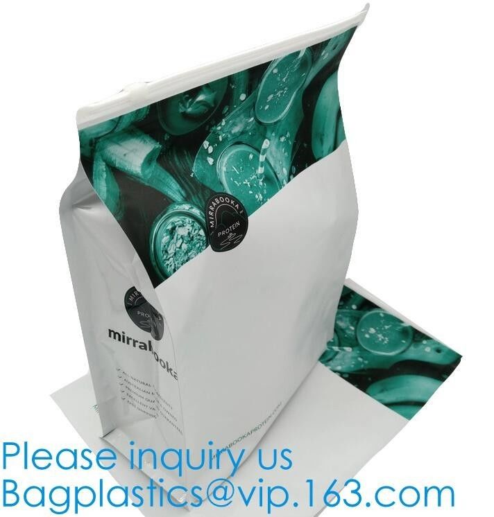 Flat Bottom Zipper Stand Up Aluminum Foil Custom Zip Lock With Logo Snack Packaging Bags,Flat Bottom With Ziplock Zipper