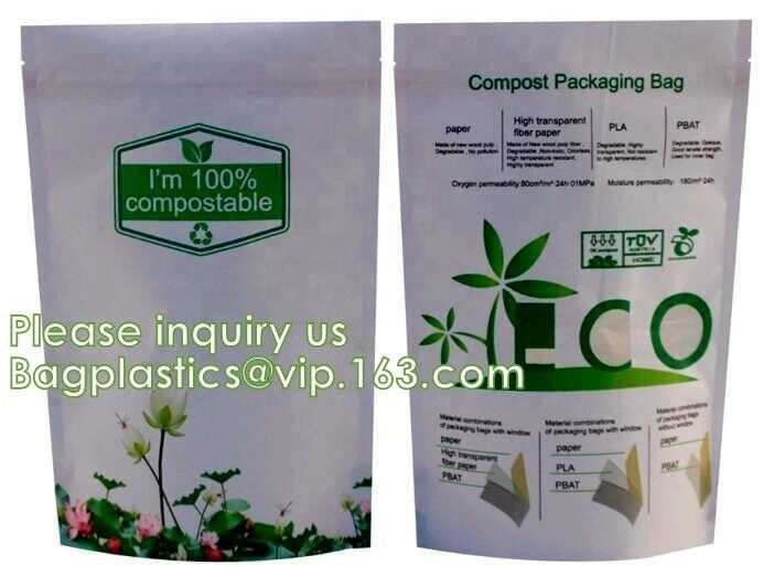 biodegradable bag Child proof bag Stock pouch Flat bottom pouch Stand up pouches Kraft paper bag Food packaging bag coff