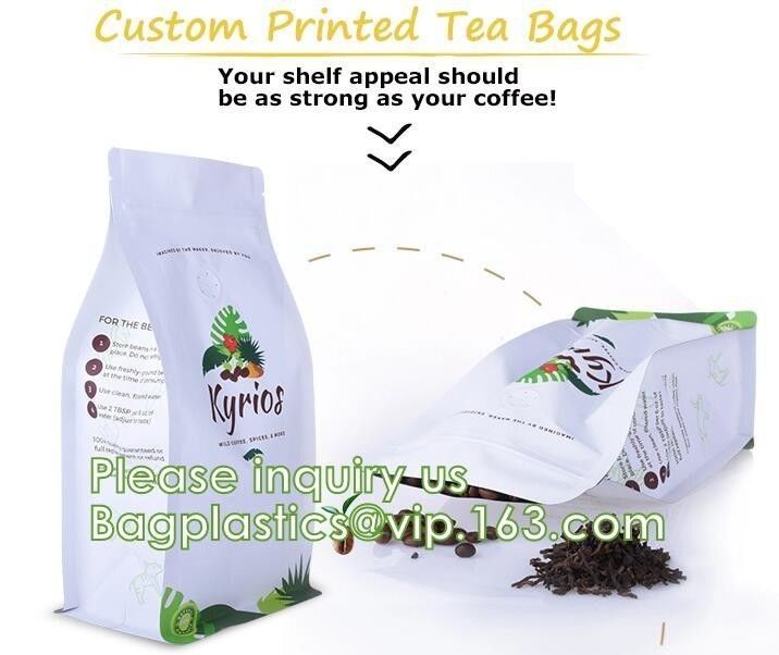 Eco Recyclable Reusable Resealable Doypack Coffee Tea Bag Red Stand up Pouch with Valve and Ziplock Chocolate, Potato