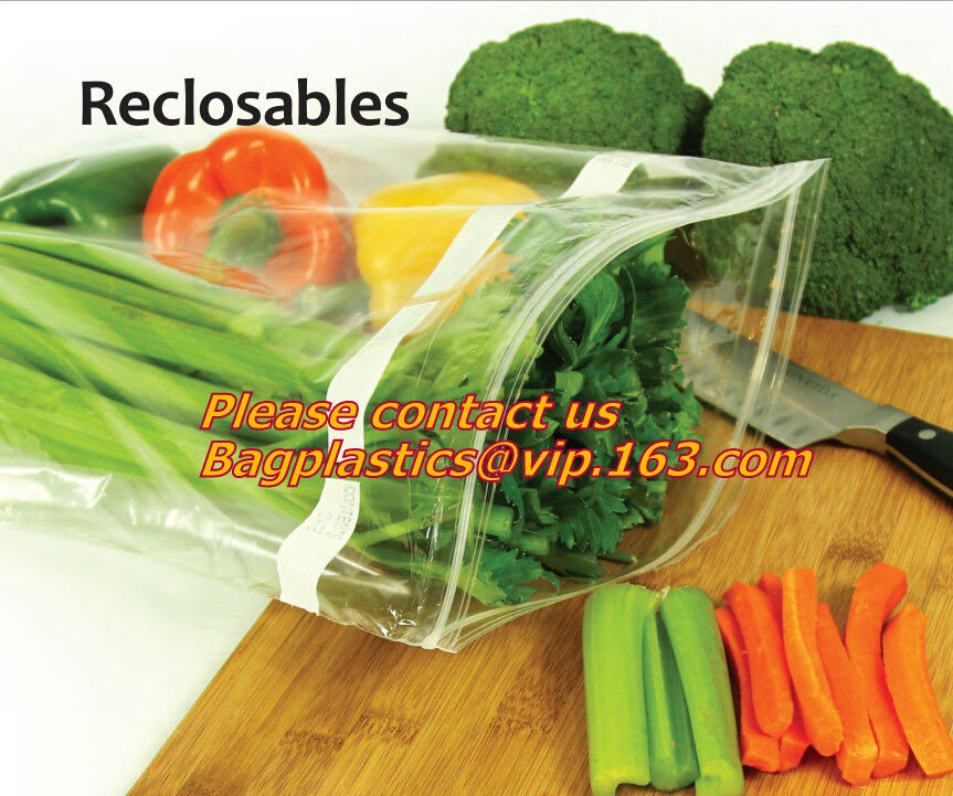 Food Vegetable Storage Bag Airtight Zip Lock Bags, Clear Zip Lock Bags Zipper Poly Bags with Rectangle Unilateral 0.03 m