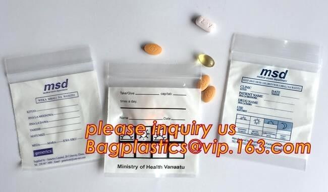 custom printed food grade pe holographic zipper pouch writable medical ziplock pills capsule packaging bag zip lock poly