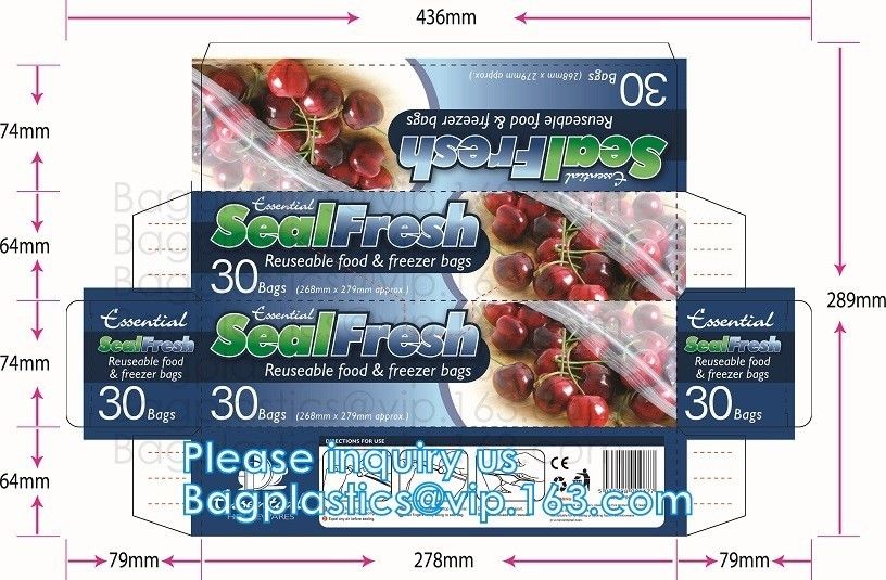 Biodegradable Plastic Bag Transparent PE Slide Seal Freezer Bags, Gallon, Quart, American value, drug store, zipper seal