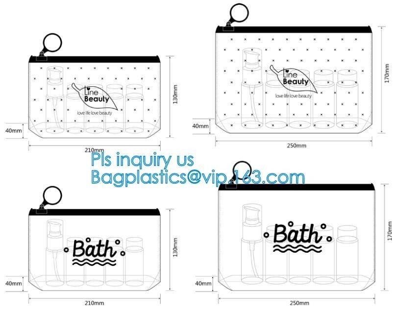 zipper slider swimwear packaging bags, pvc pouch glitter clear plastic vinly ziplock bag, biodegradable pvc plastic slid