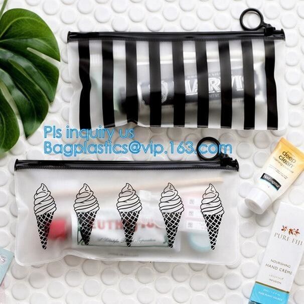 PVC transprent slider bag for packing underwear, Frosted ziplock bag EVA PVC hanger bag for clothes, EVA frost drawstrin