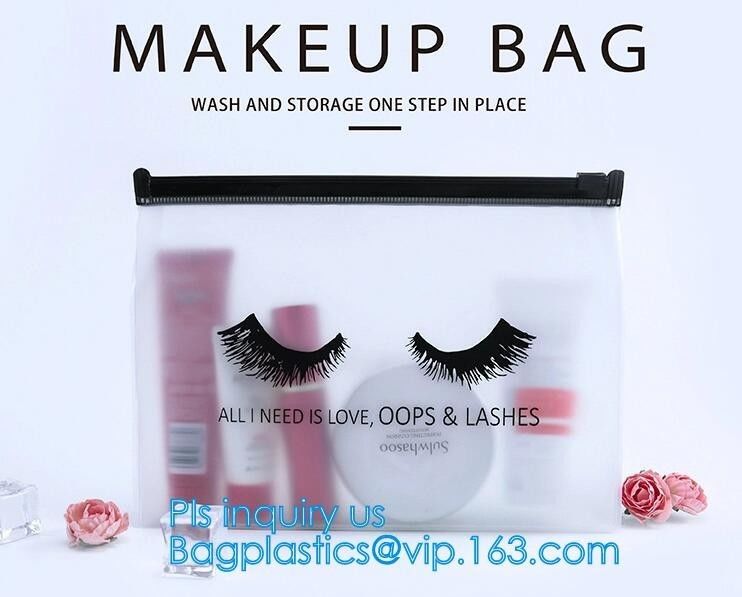 Plastic PVC T-shirt slider zipper bag, matt finishing slider ziplock stand up bag foggy effect PVC slider zipper bags pa