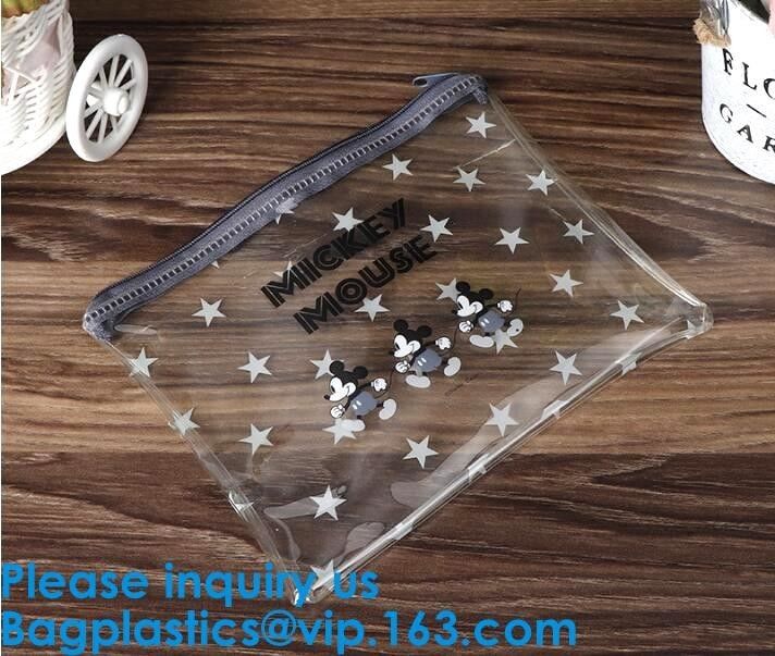 Logo Printed Plastic Stationery Packaging Bag Custom Pvc Zipper Slider Bag,Matte Frosted PVC Slider Zipper Bag Plastic B