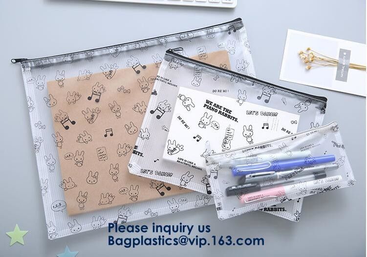 Promotional Custom Printed Pvc Vinyl Transparent Stationery Ziplock Bags,Crossbody Stationery Set Zipper Pvc Bag Bagease