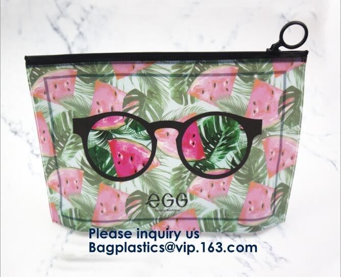 Cartoon Printing Clear Pvc Slider Ziplock Garment Cosmetic Shopping Bag,Eco Friendly Customized Slider Ziplock Pvc Bag