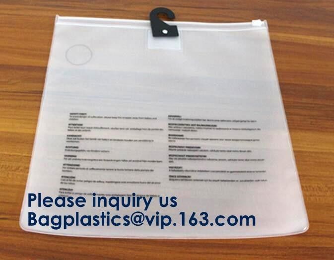 Slider Zipper Cosmetic Pvc Bag Clear Vinyl Pvc Ziplock Bag,Matte PVC Zipper Slider Bag With Ring, Bagease, Bagplastics