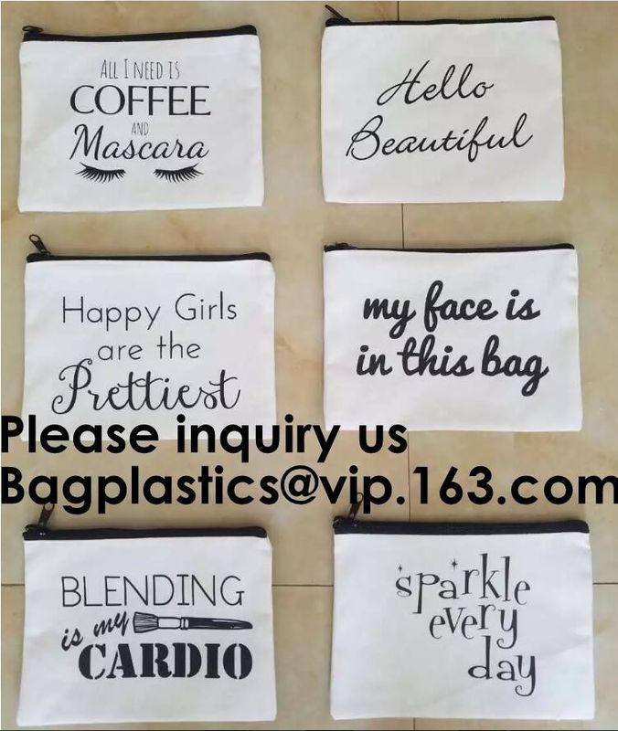 Plain Personalized Organic Travel Cotton Canvas Makeup Bag,Promotional Beauty Makeup Bag Custom Printed Logo Canvas Zipp
