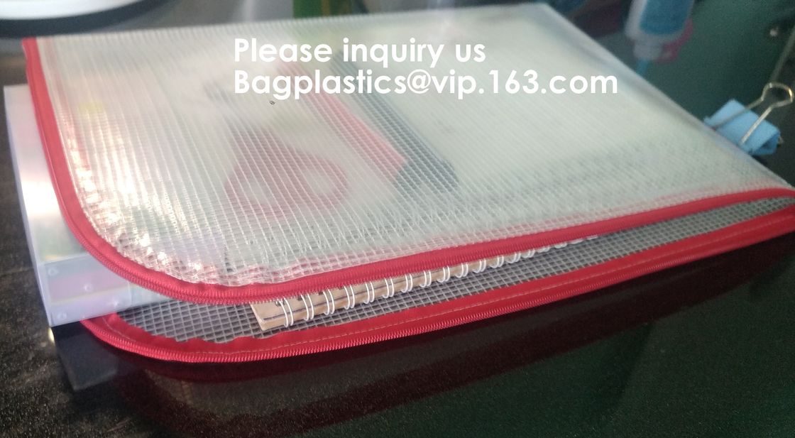 Mesh Organizer Storage Bag Durable File Bag for Office Stationery and Travel,Zipper Mesh File Bag Cosmetic Bag PVC Bag f