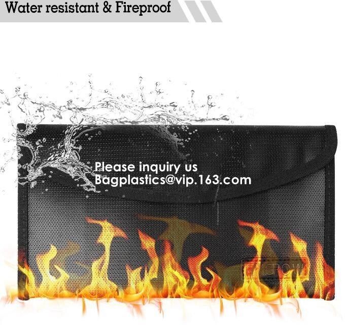 waterproof and fireproof resistant document bag,Lock Box Bag For Documents Money & Office Files Freproof Safe Bag with L