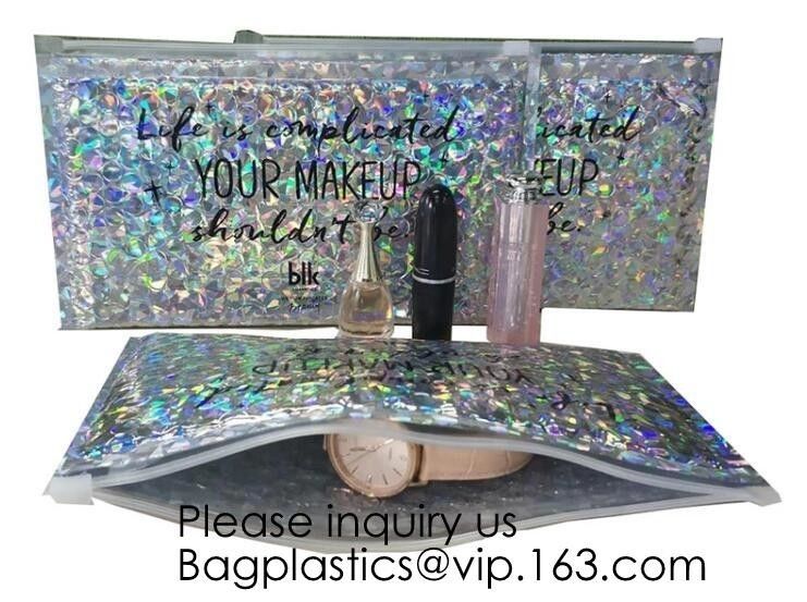 Printing Zipper Plastic Foil Ziplock Packaging Hologram Laser Holographic Aluminum Foil Folding Pouch Bags For Jewelry
