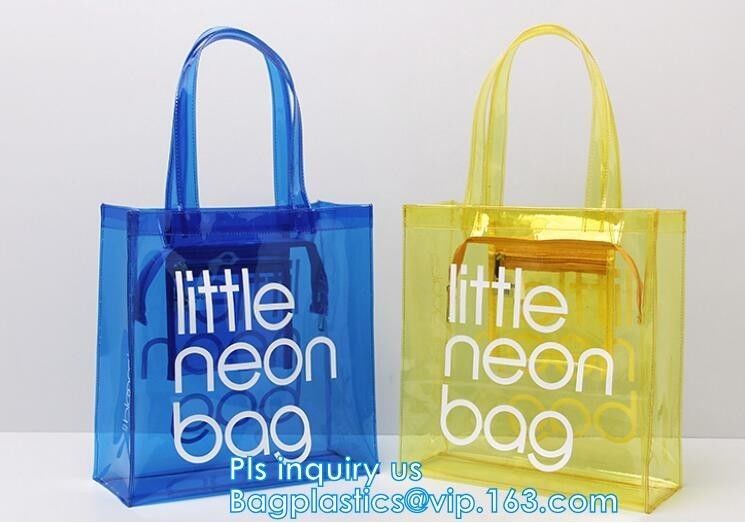 customized handle clear plastic pvc make up bag, vinyl pvc zipper bags with handles, snap button closure or ziplock plas
