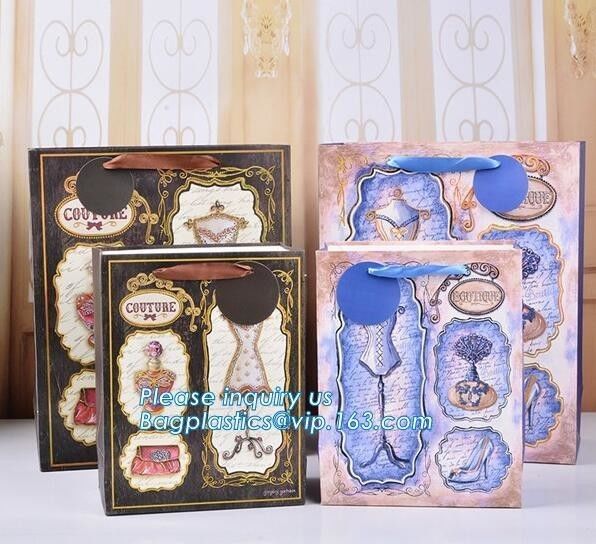 Wholesale Customized Personalized Logo Printed Gift Carrier White Paper Bags With Rope Handles, bagplastics, bagease pac