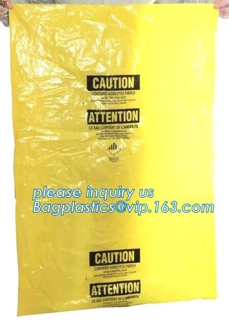 Yellow Asbestos Disposal Removal and Burial Bags, manufacturer supply Customize yellow color plastic Bag for packing asb