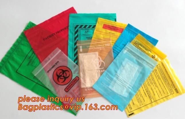 Custom Ziplocked Specimen Bag With Optional Pouch, Simple printing Clear Specimen Grip Seal Bag, 2mil LDPE plastic zip t