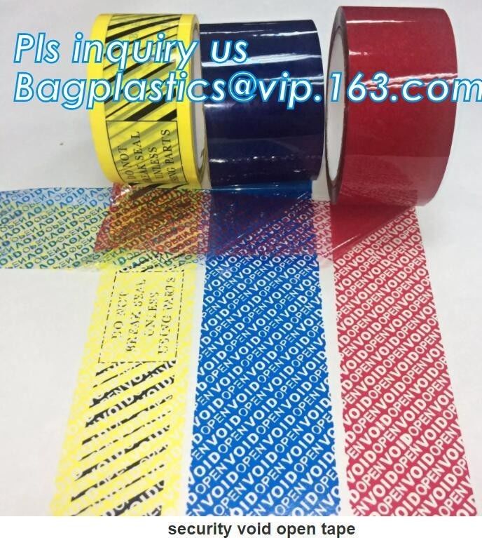 Supply tamper proof plastic open void tape for seal courier bag envelopes with CE&ISO Air Mouse TV Box PCs OS bagplastic