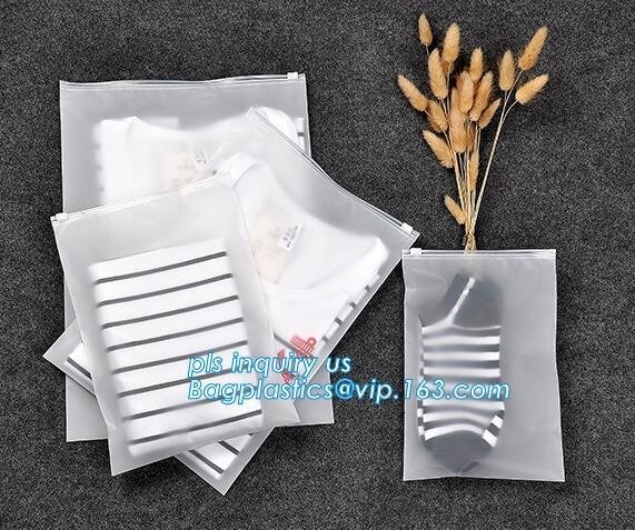 slider packaging bag for garment, Zip Slider Bag garment bag with hanger, Clear frosted PVC / EVA reusable slider bags