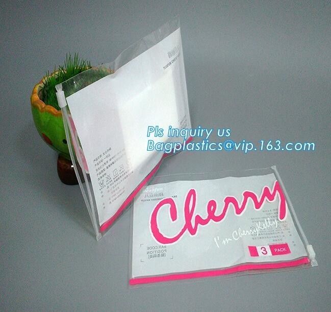 Transparent bottom gusset slider ziplock pvc zipper bags with holding loop, slider biodegradable zipper bag, slider zip