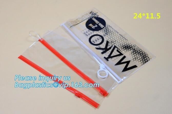 Swimwear toiletry PVC Vinyl Bag With Slider Ziplock, Slider zipper Clear pvc bag for package Vinyl, snap button PVC EVA