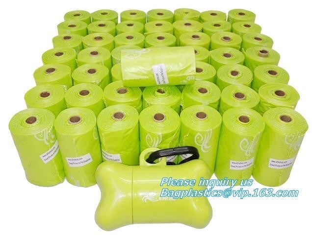 Disposable PE gloves Dog poop picker bags plastic cleaning gloves, bags on roll with dispenser and leash clip
