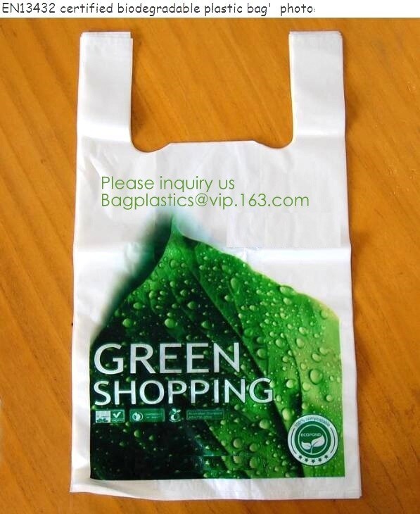100% Eco-friendly Material Certified PLA Compostable Bag,Corn Starch T Shirt Bag Meet EN13432 BPI Biodegradable And Comp