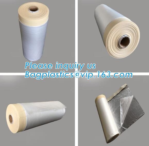 4m*5m plastic cover sheet for furniture, Taped clear HDPE plastic