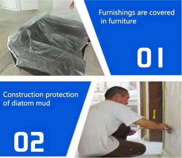 4m*5m plastic cover sheet for furniture, Taped clear HDPE plastic